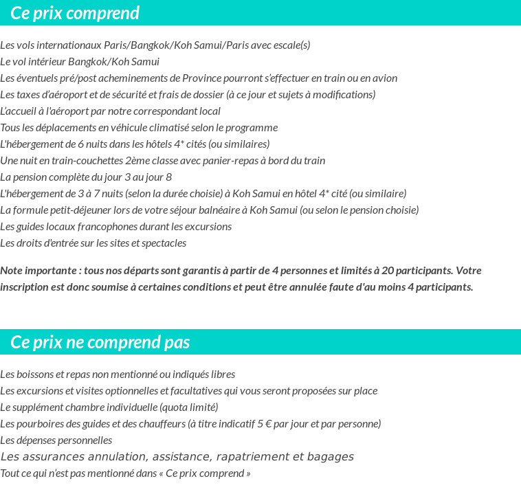Conditions tarifaires