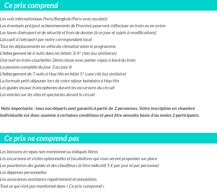 Conditions tarifaires