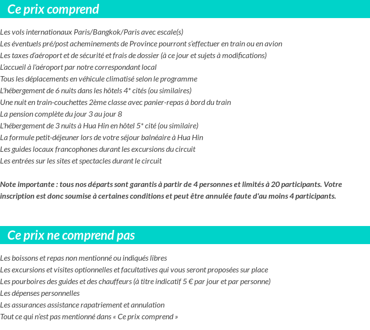 Conditions tarifaires