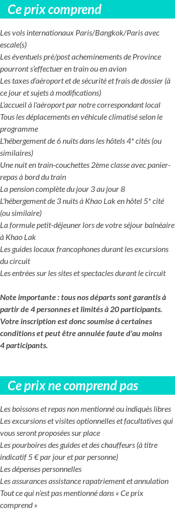 Conditions tarifaires