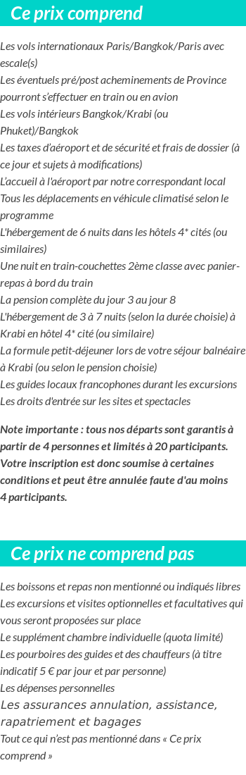 Conditions tarifaires