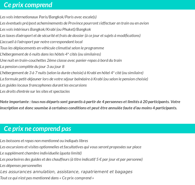 Conditions tarifaires