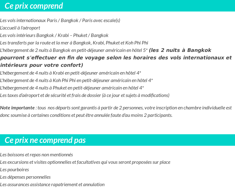 Conditions tarifaires