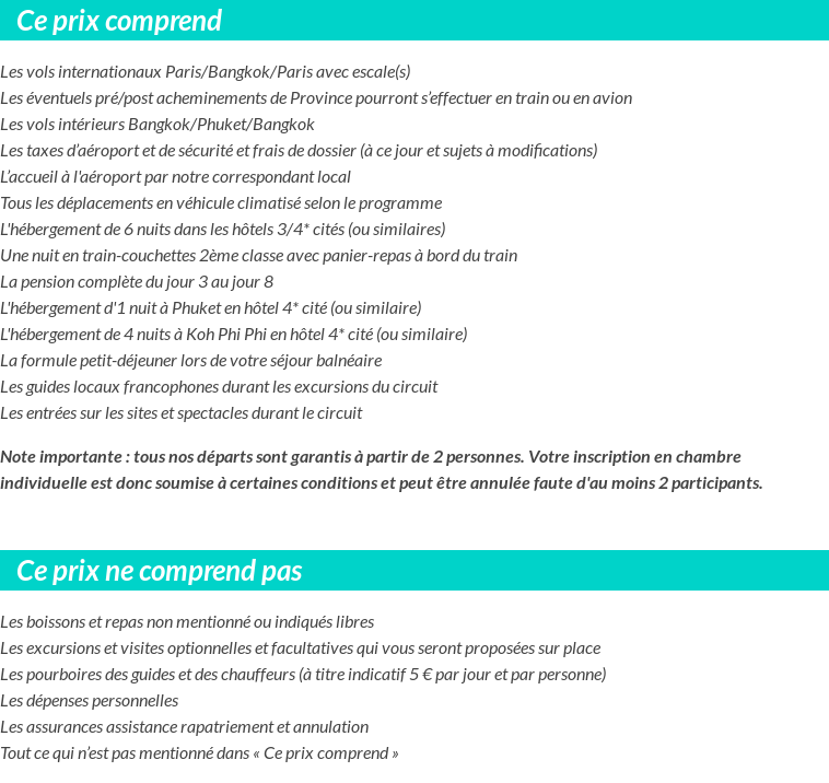 Conditions tarifaires