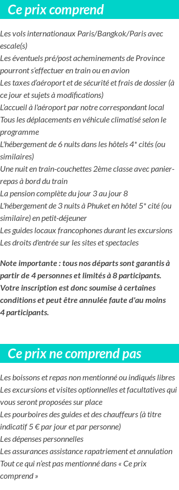 Conditions tarifaires