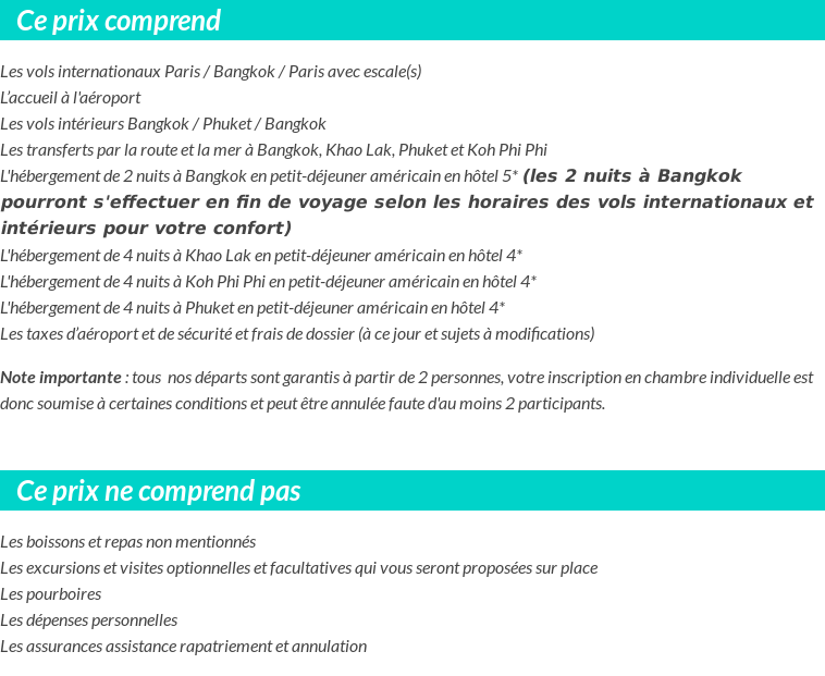 Conditions tarifaires