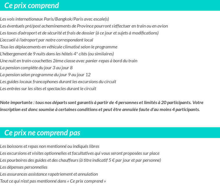 Conditions tarifaires