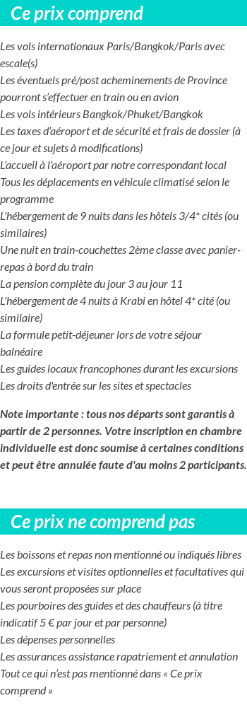 Conditions tarifaires