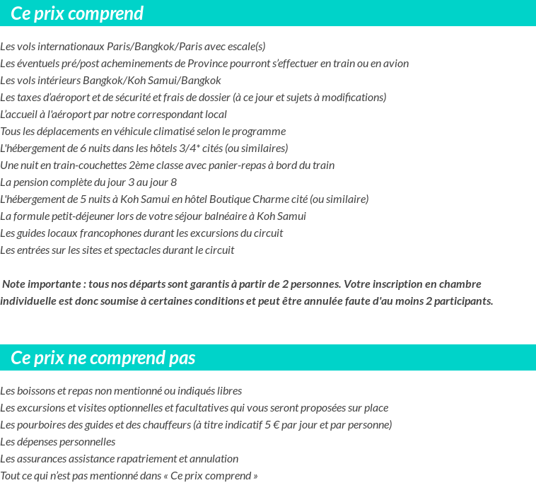 Conditions tarifaires