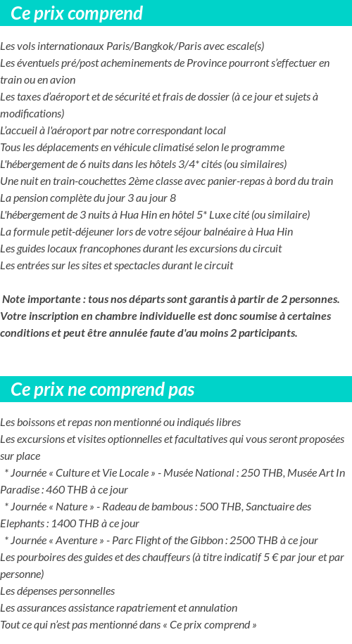 Conditions tarifaires