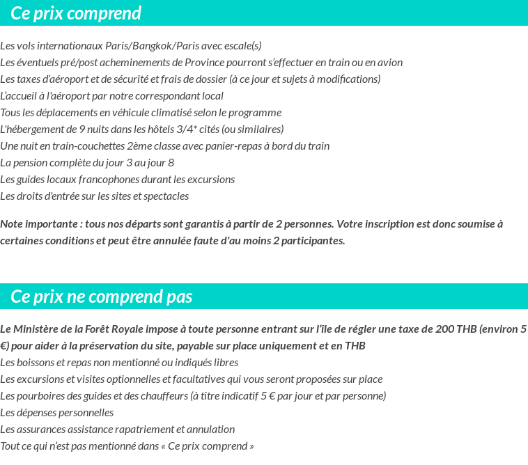 Conditions tarifaires