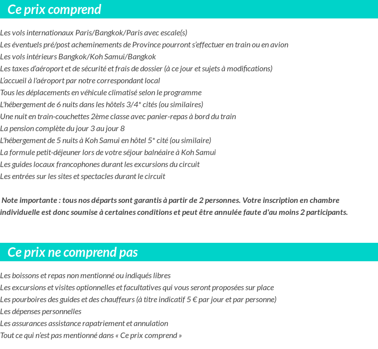 Conditions tarifaires