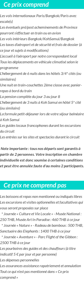 Conditions tarifaires