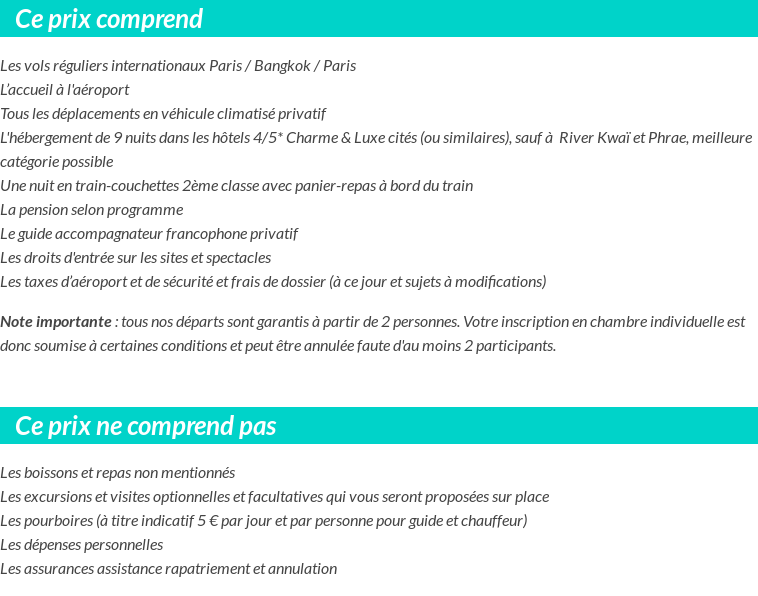 Conditions tarifaires