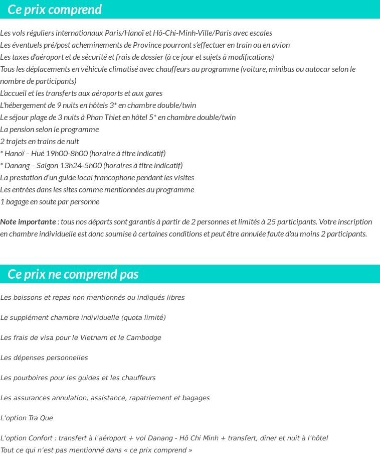 Conditions tarifaires