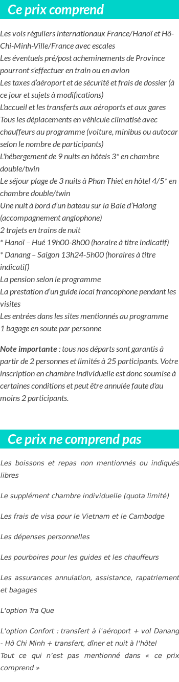 Conditions tarifaires