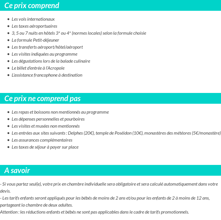 Conditions tarifaires