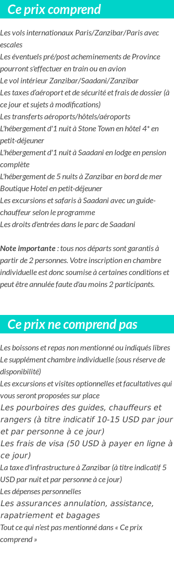 Conditions tarifaires