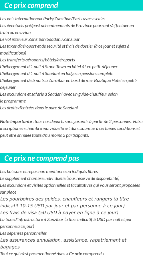 Conditions tarifaires