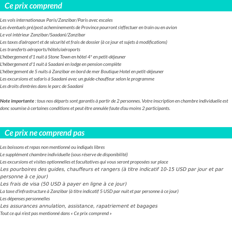 Conditions tarifaires