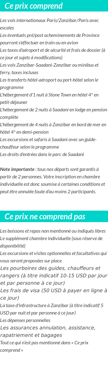 Conditions tarifaires