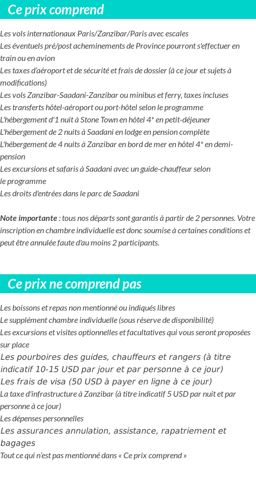 Conditions tarifaires