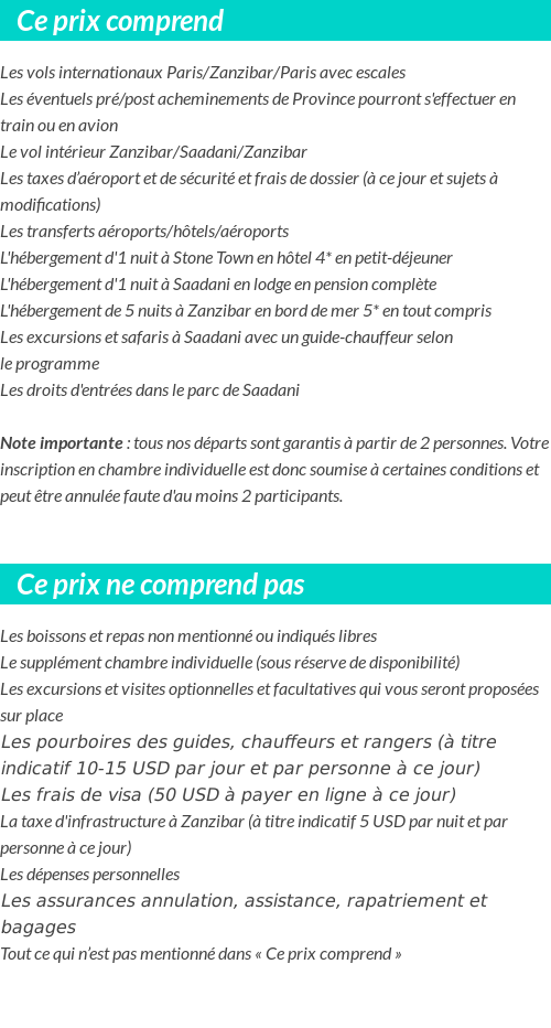 Conditions tarifaires