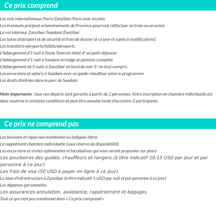 Conditions tarifaires