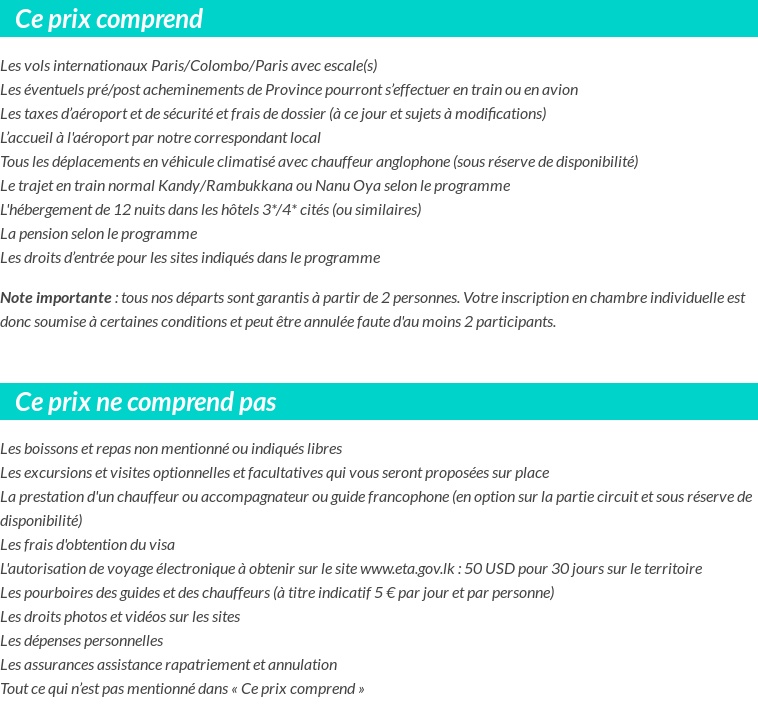Conditions tarifaires