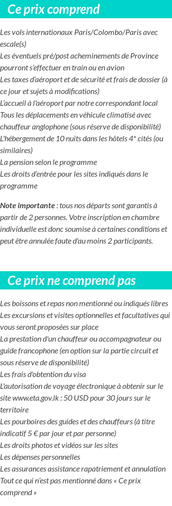 Conditions tarifaires