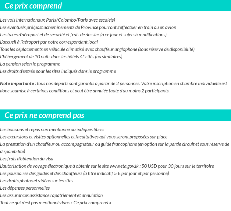 Conditions tarifaires
