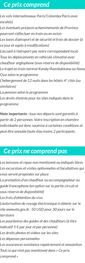 Conditions tarifaires