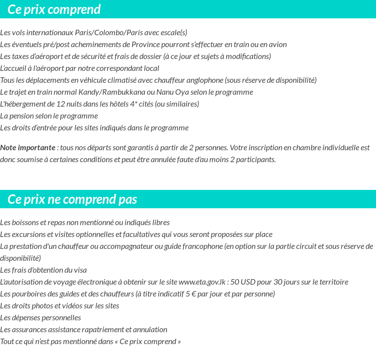 Conditions tarifaires