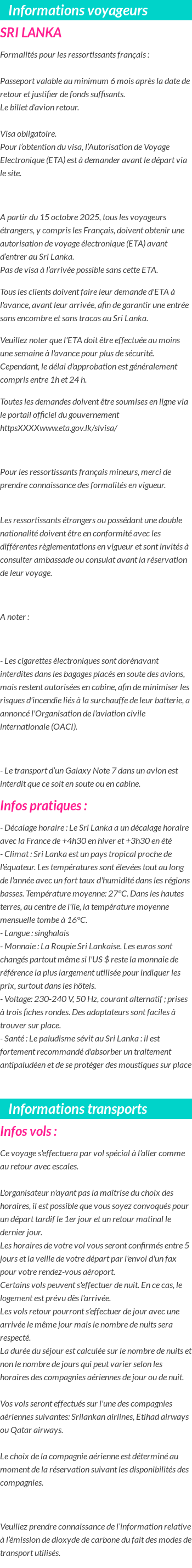 Formalités et infos voyageurs