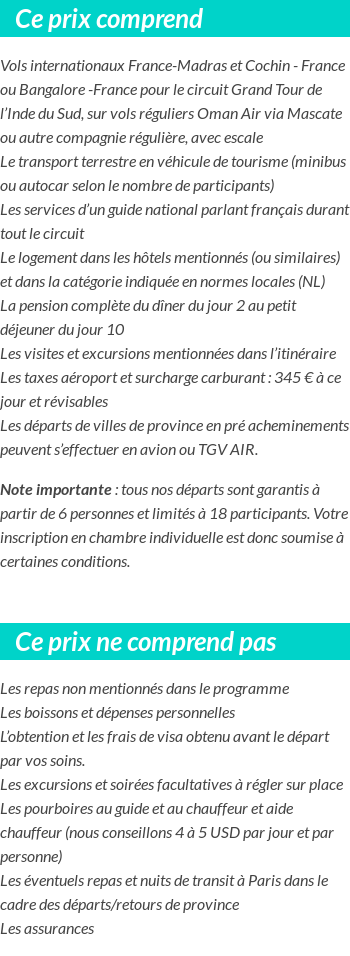 Conditions tarifaires