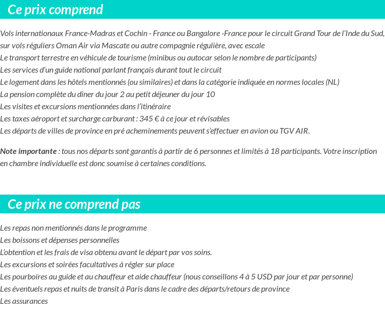Conditions tarifaires