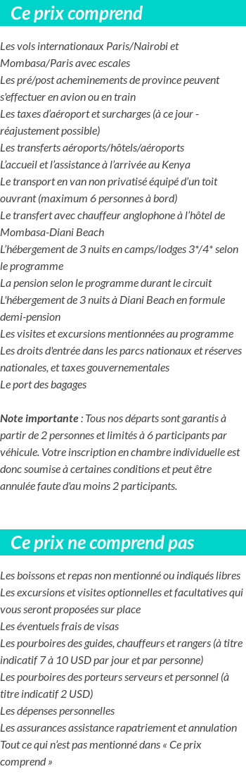 Conditions tarifaires