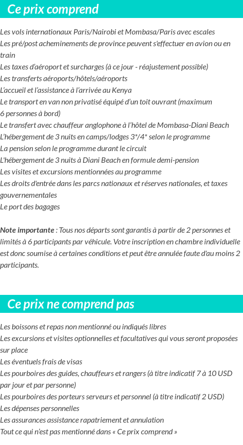 Conditions tarifaires