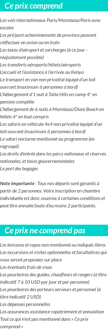 Conditions tarifaires