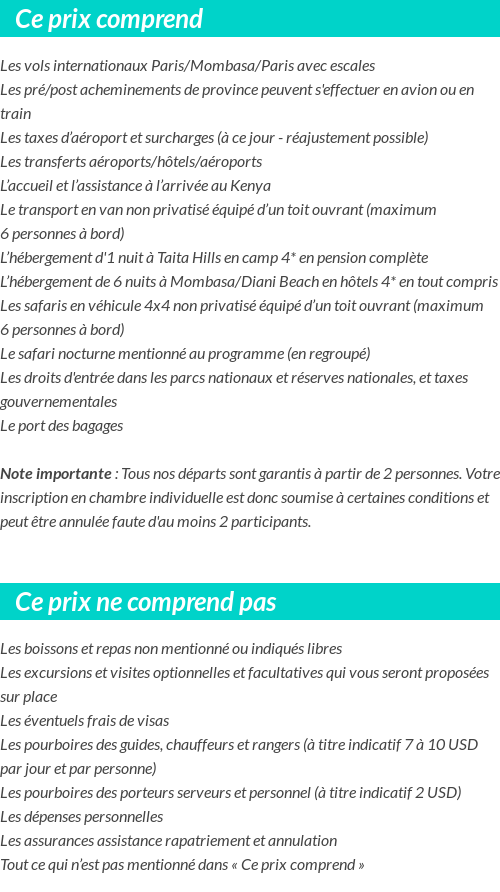 Conditions tarifaires