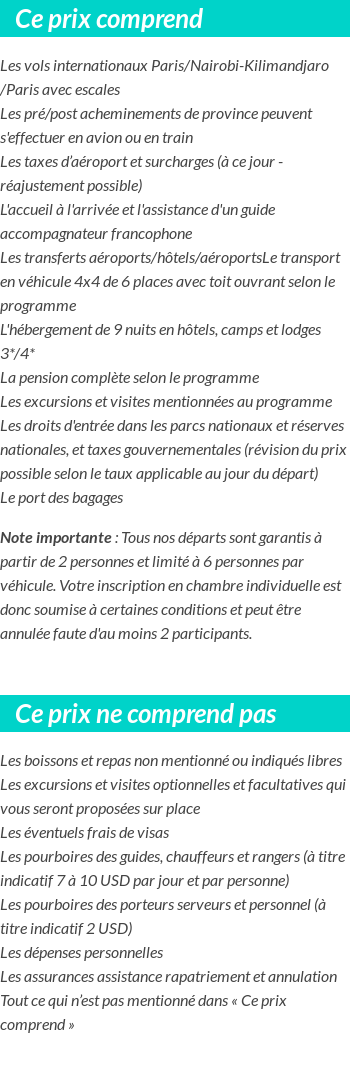 Conditions tarifaires