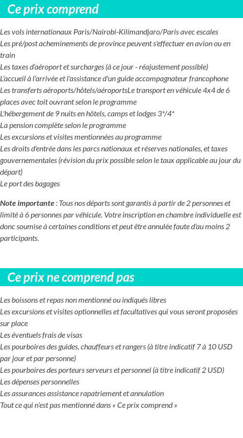 Conditions tarifaires