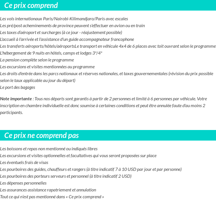 Conditions tarifaires