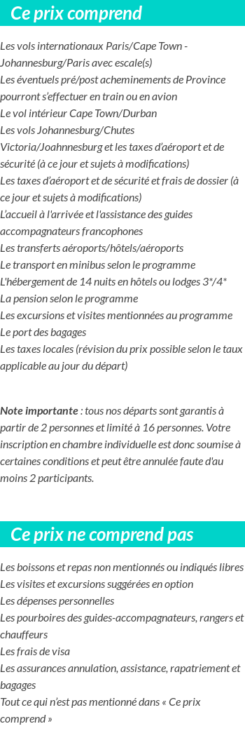Conditions tarifaires