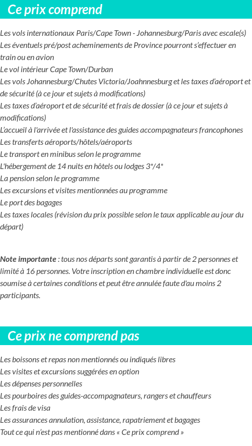 Conditions tarifaires
