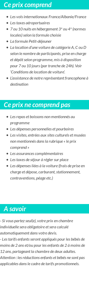 Conditions tarifaires