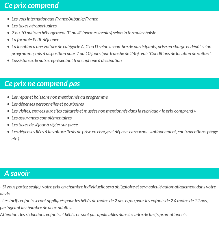 Conditions tarifaires