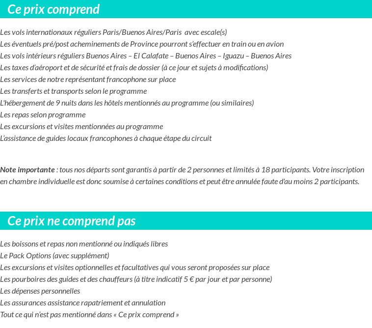 Conditions tarifaires