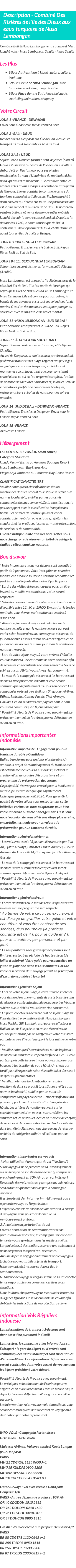 Détails du séjour