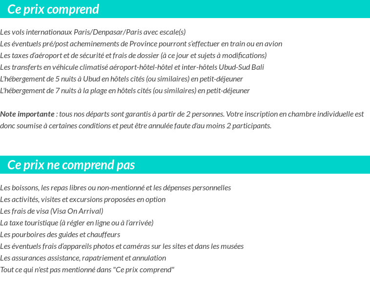 Conditions tarifaires
